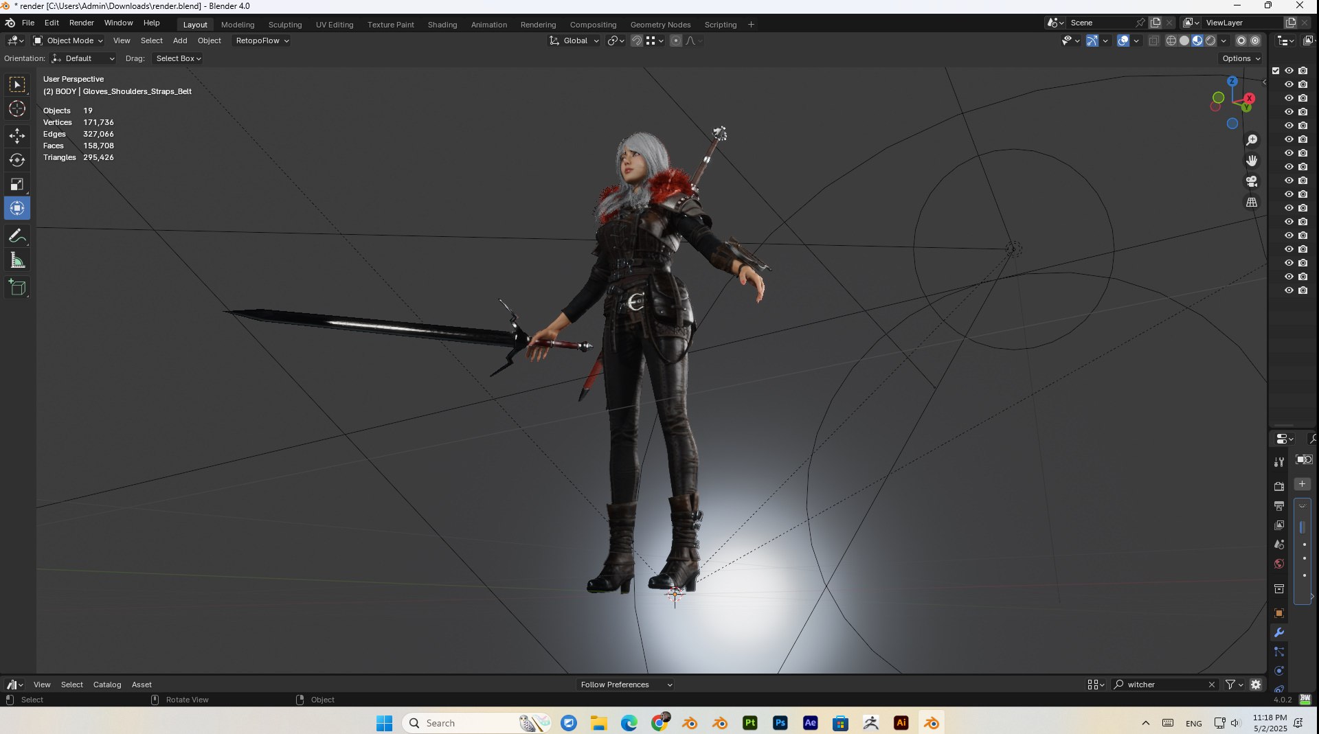 3D female witcher PBR Low-poly https://p.turbosquid.com/ts-thumb/5G/6D7olj/Sz/bandicam20250502231818138/jpg/1746245500/1920x1080/fit_q87/4478cb0d2ed564c6d2963490a52496152c00ec71/bandicam20250502231818138.jpg