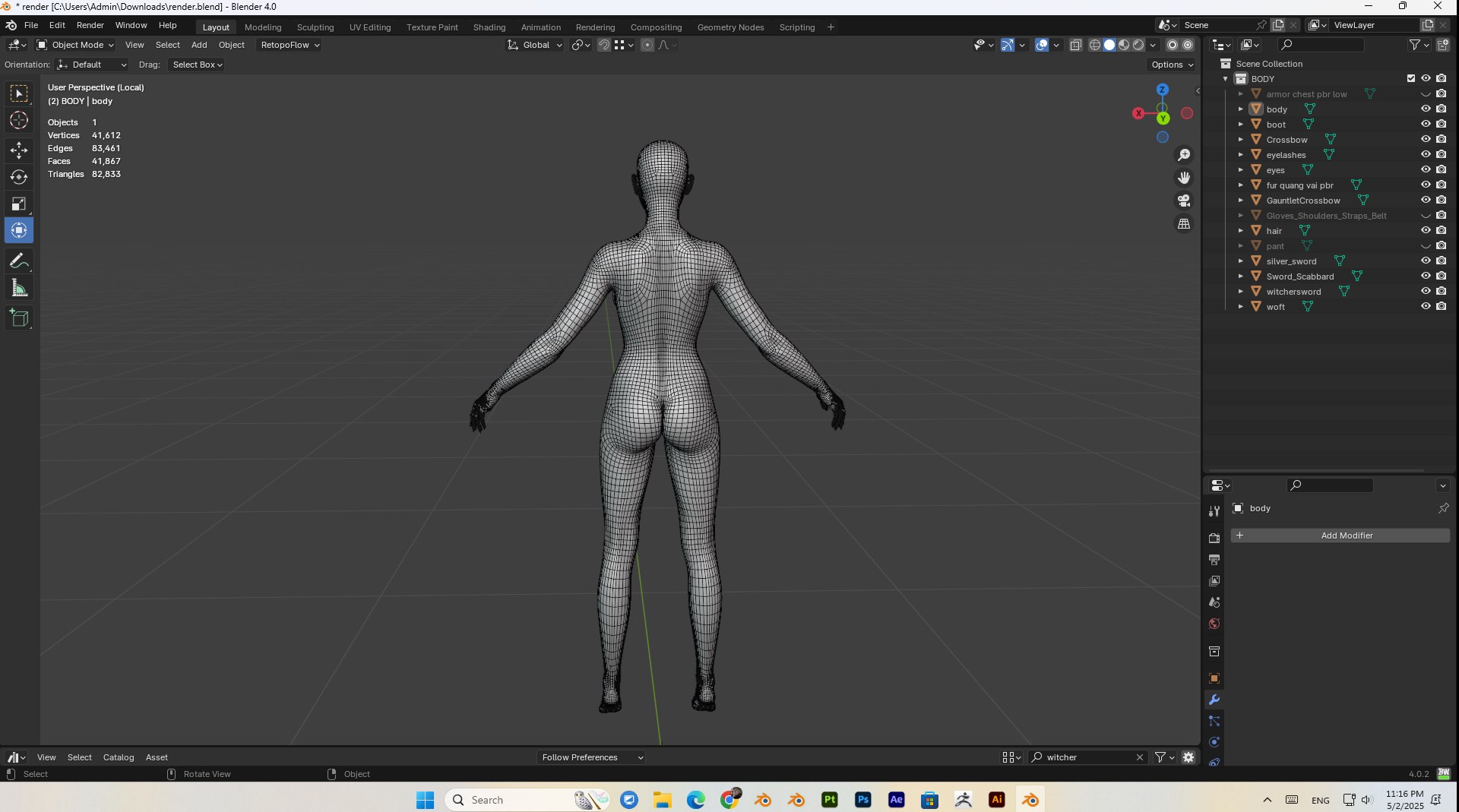 3D female witcher PBR Low-poly https://p.turbosquid.com/ts-thumb/5G/6D7olj/a0/bandicam20250502231616013/jpg/1746245510/1920x1080/fit_q87/a2e831d4f2dafb7adf9748a978da6cffcdace553/bandicam20250502231616013.jpg