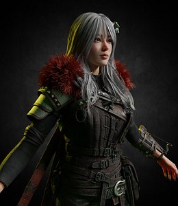 3D female witcher PBR Low-poly
