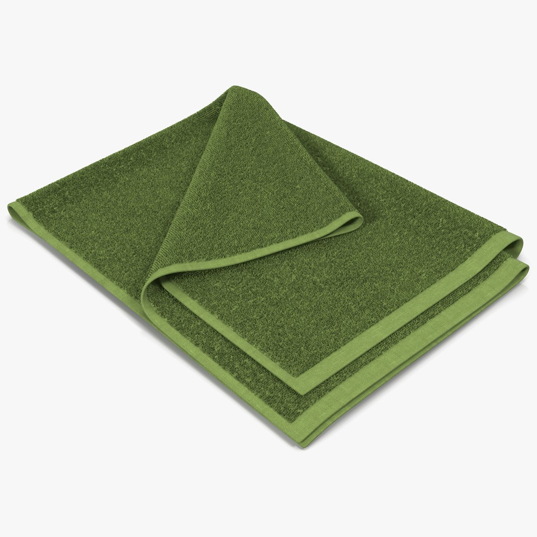Towel 4 Green with Fur 3D Model 3D model preview