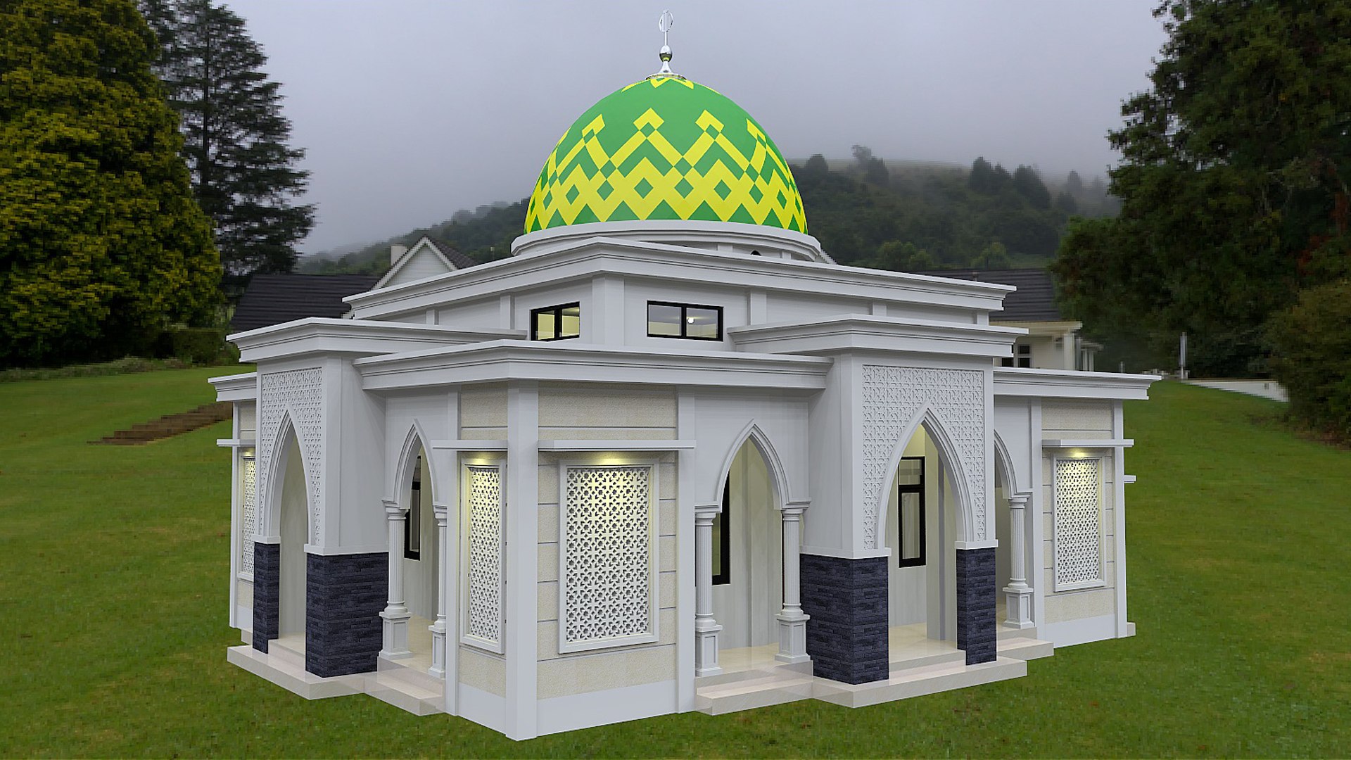 3D Modern Mosque Model - TurboSquid 2327860