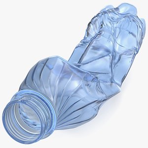 c4d crushed plastic bottle blue