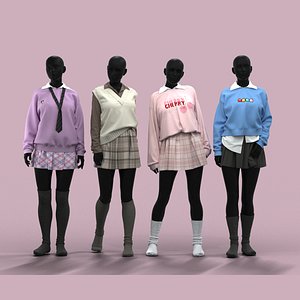 3D Realistic 3D Models Of School Uniforms