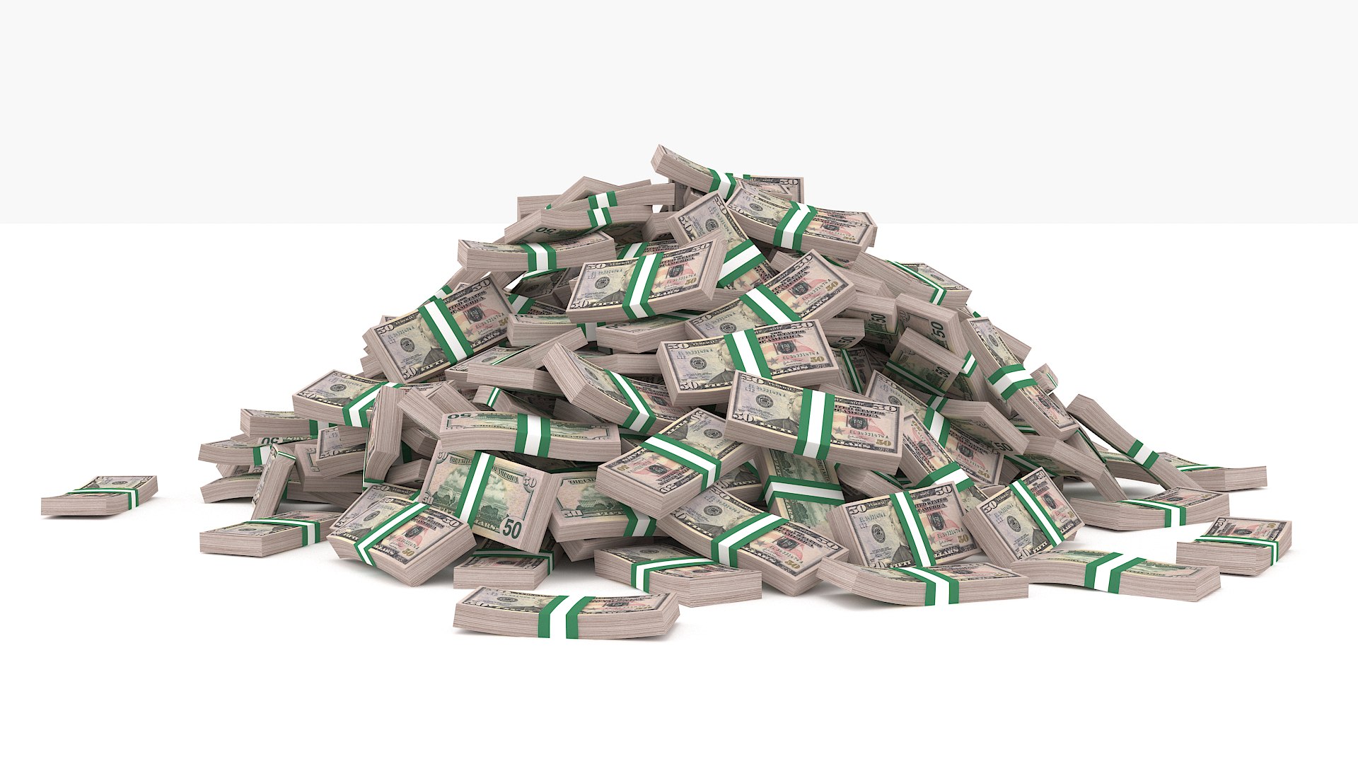 3D 50 Dollar Bill Stack Model - TurboSquid 1646320