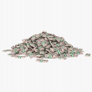 3D 50 dollar bill stack model