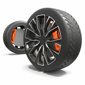 3D Black Sport Wheel with Ventilated Brake Disc