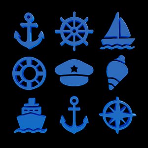 3D RGB UI Captain icon boat logo 9pack