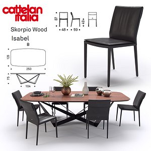table scorpio wood cattelan 3D