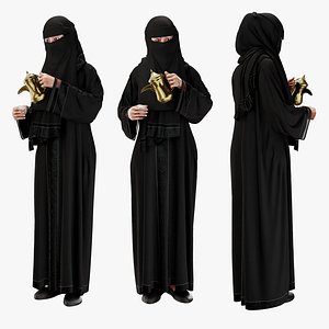 Arab Woman Serving Qahwa Arabic Coffee 3D Model 3D model
