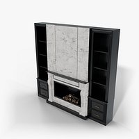 Knight Fireplace Wall Unit - Marble Fireplace with Bookcases