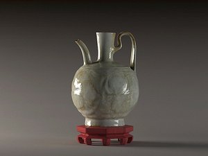open peony vase green model