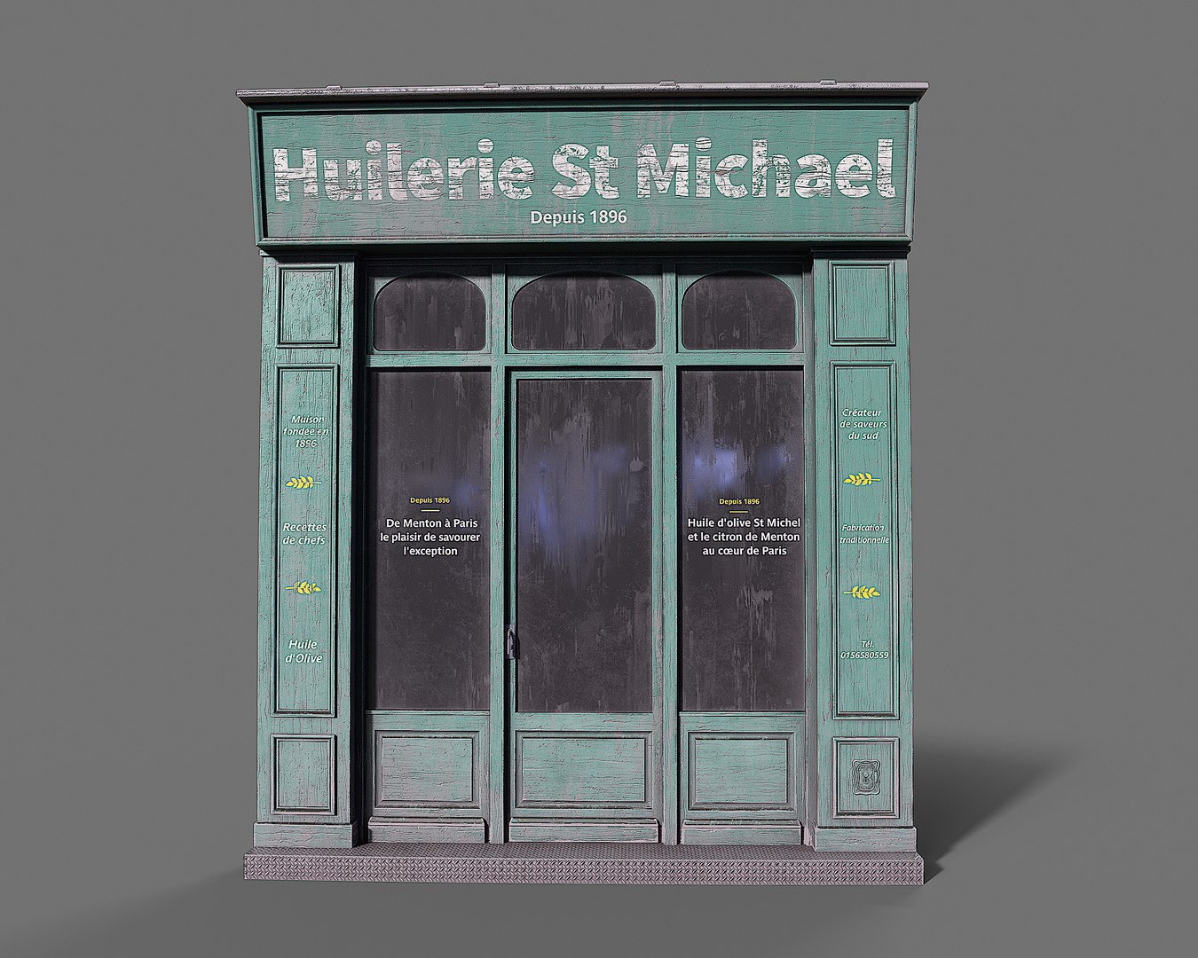 3D Parisian vintage Huilerie St Michael storefront model https://p.turbosquid.com/ts-thumb/5H/3xqctG/kn/olive_shop_prev_001/png/1758622313/1920x1080/fit_q87/eeecc3a8ebefa7e0331e454da5c0f010b5450c12/olive_shop_prev_001.jpg