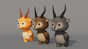 Rigged Cartoon Antelope 3D model