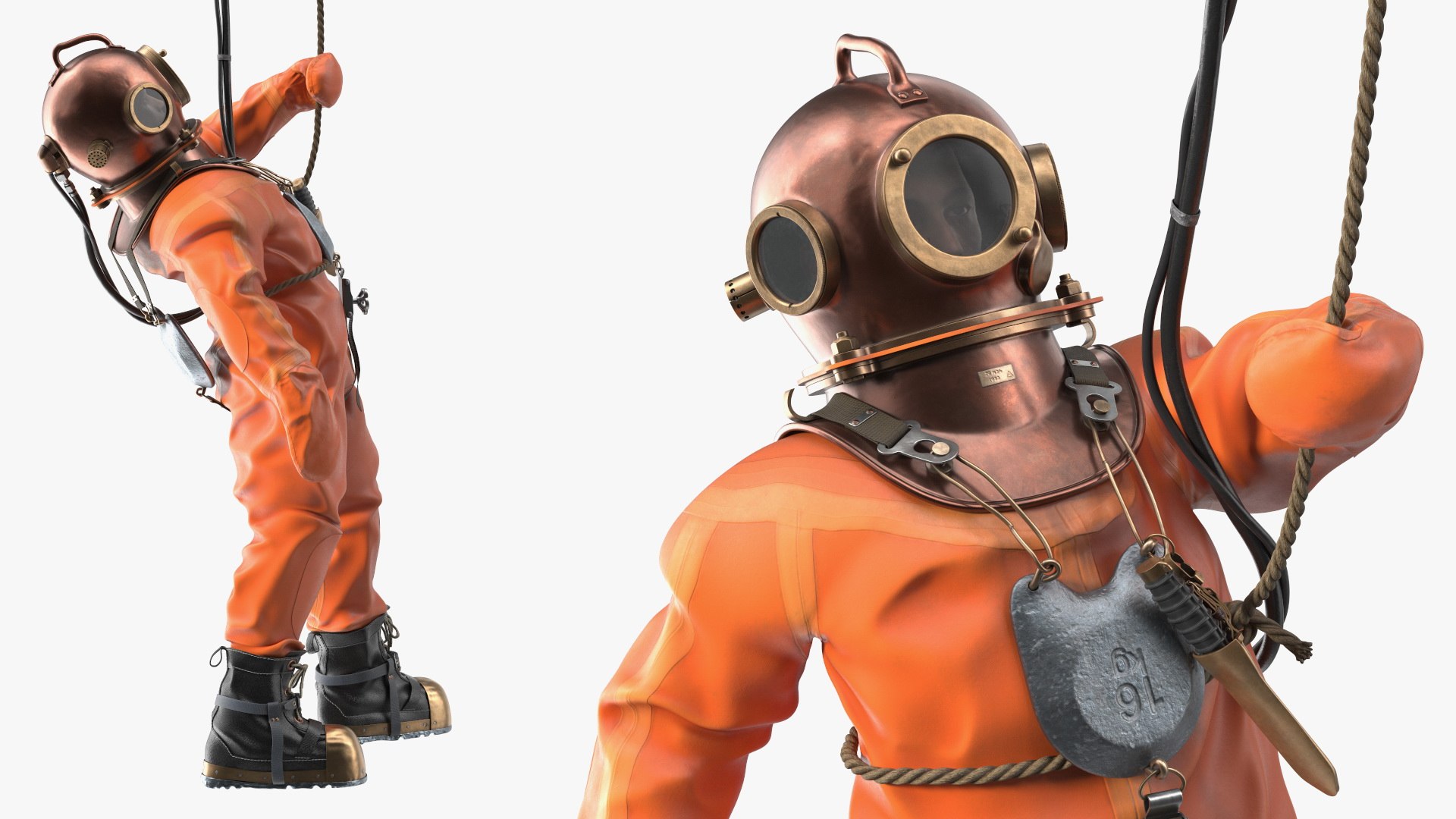 3D Old World Diving Armor New Surfacing Pose - TurboSquid 2316292