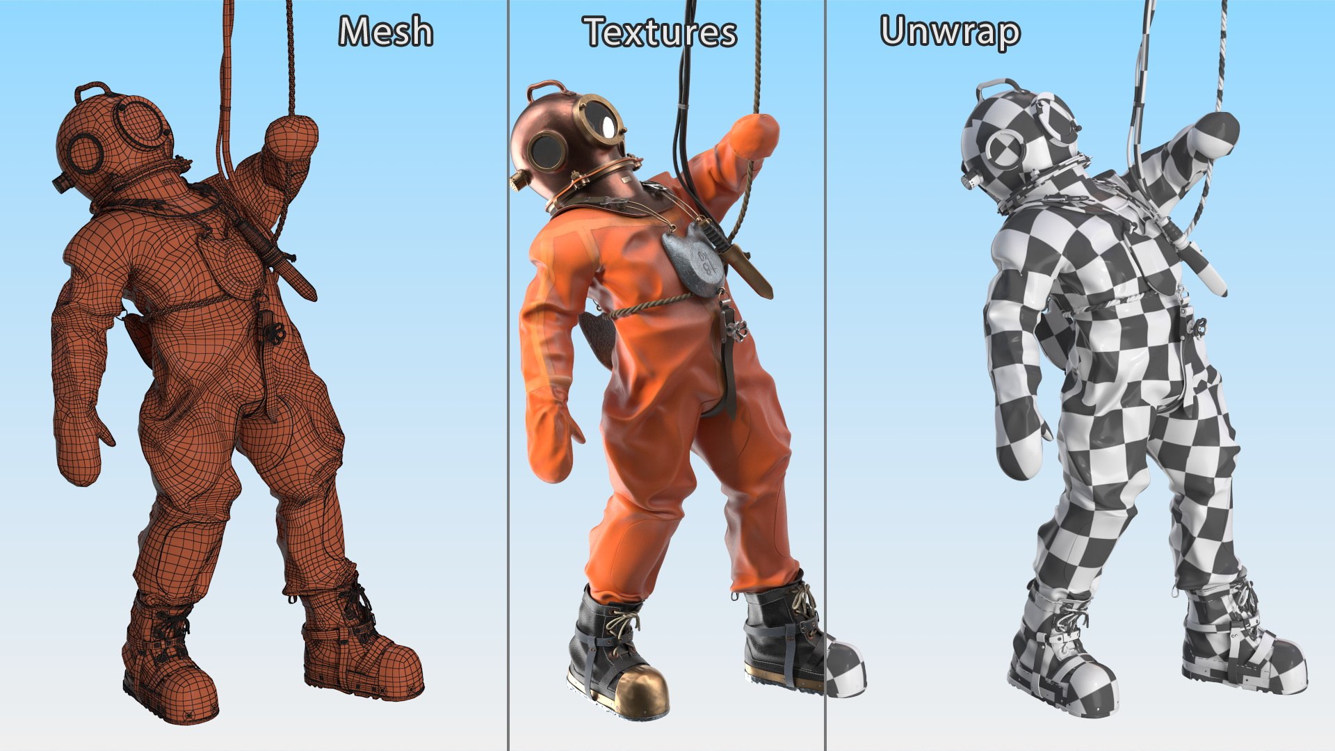 3D Old World Diving Armor New Surfacing Pose - TurboSquid 2316292