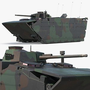 Amphibious Armored Carrier Camouflage Green 3D