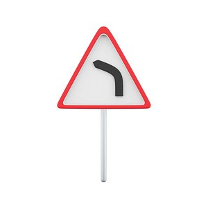 3D cartoon Left turn road sign icon