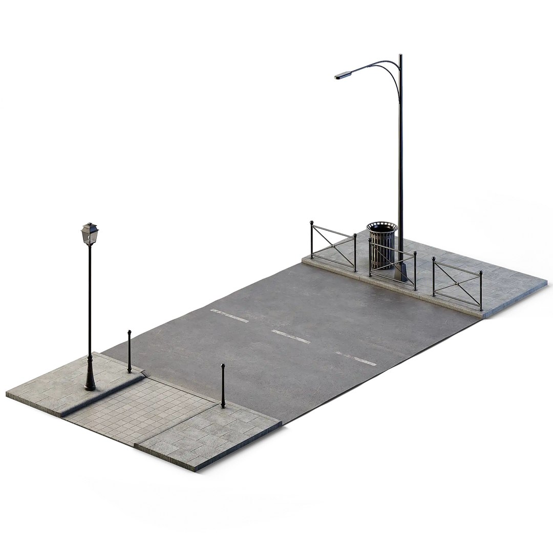 3D Street Path Set 6m X 14m Model - TurboSquid 2418951