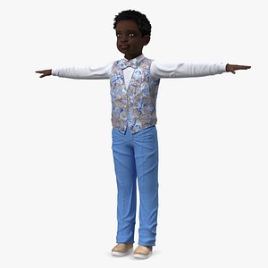 Black Child Boy Party Style T-Pose model