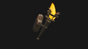 torch with medieval fire 3D model