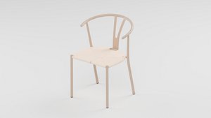 Light-Toned Dining Chair with Curved Arms and Patterned Seat