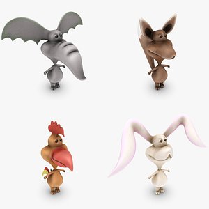 3d cartoon animals set model