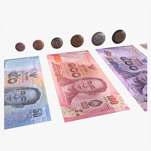 Thai Baht Coins and Bank notes model