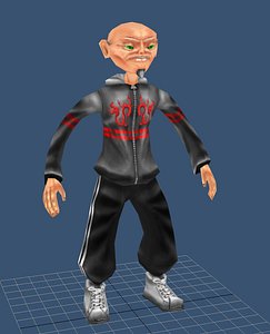 3d old asian man sport