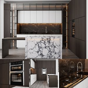 3D modern kitchen with island 006