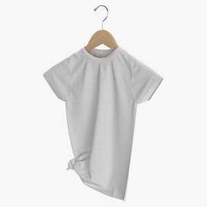 3D T Shirt Hanging Female Knotted Crew Neck White Blank and Banded Heather