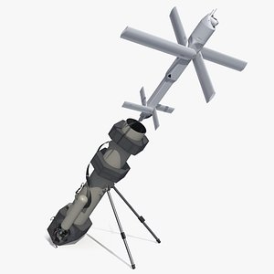 3D Portable Military Drone Launch System with UAV in Flight