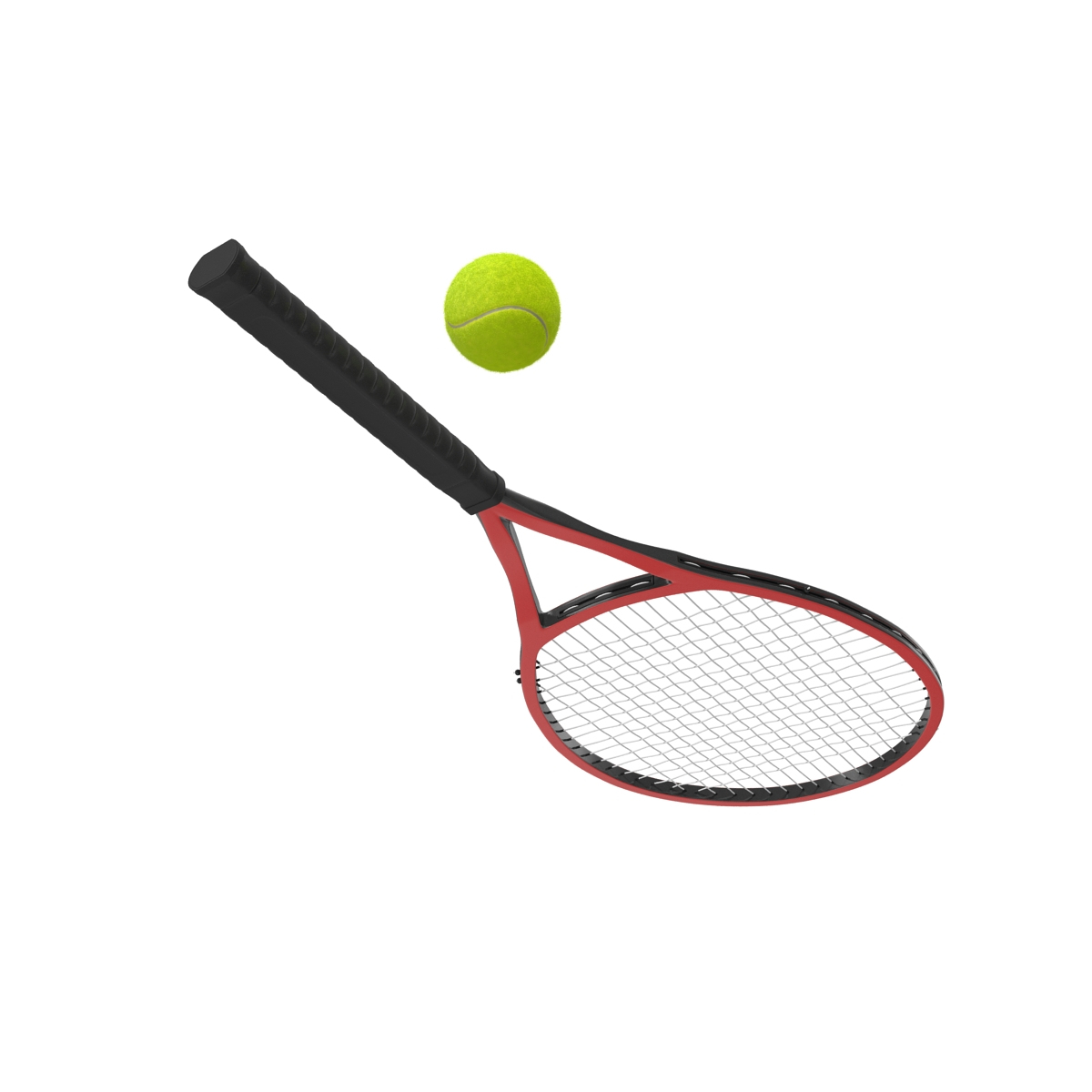 3d model tennis racket ball fur