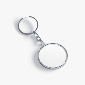 White Round Keychain - key tag holder
