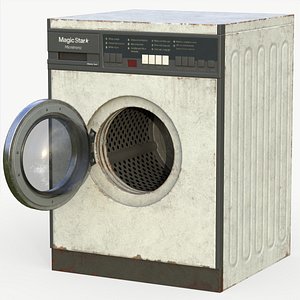 Washing Machine 3D Model Game-Ready Low Poly PBR Textured 4K Maps Unity Unreal VR AR Asset