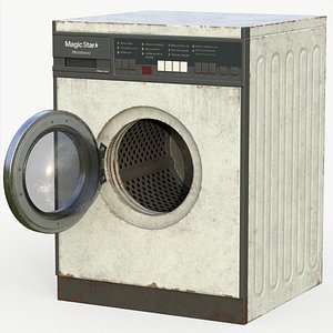 Washing Machine 3D Model Game-Ready Low Poly PBR Textured 4K Maps Unity Unreal VR AR Asset