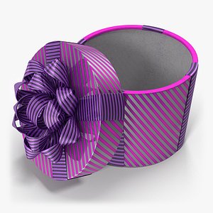 3D Gift Box Cylinder Purple Open