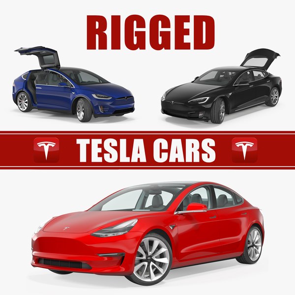 3D tesla rigged cars 2