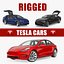 3D tesla rigged cars 2