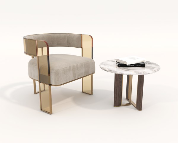 Contemporary Chair and Coffee Table 6 3D model