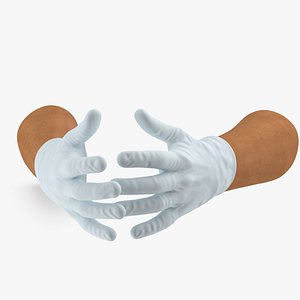 3D model Hands Wearing Medical Gloves White