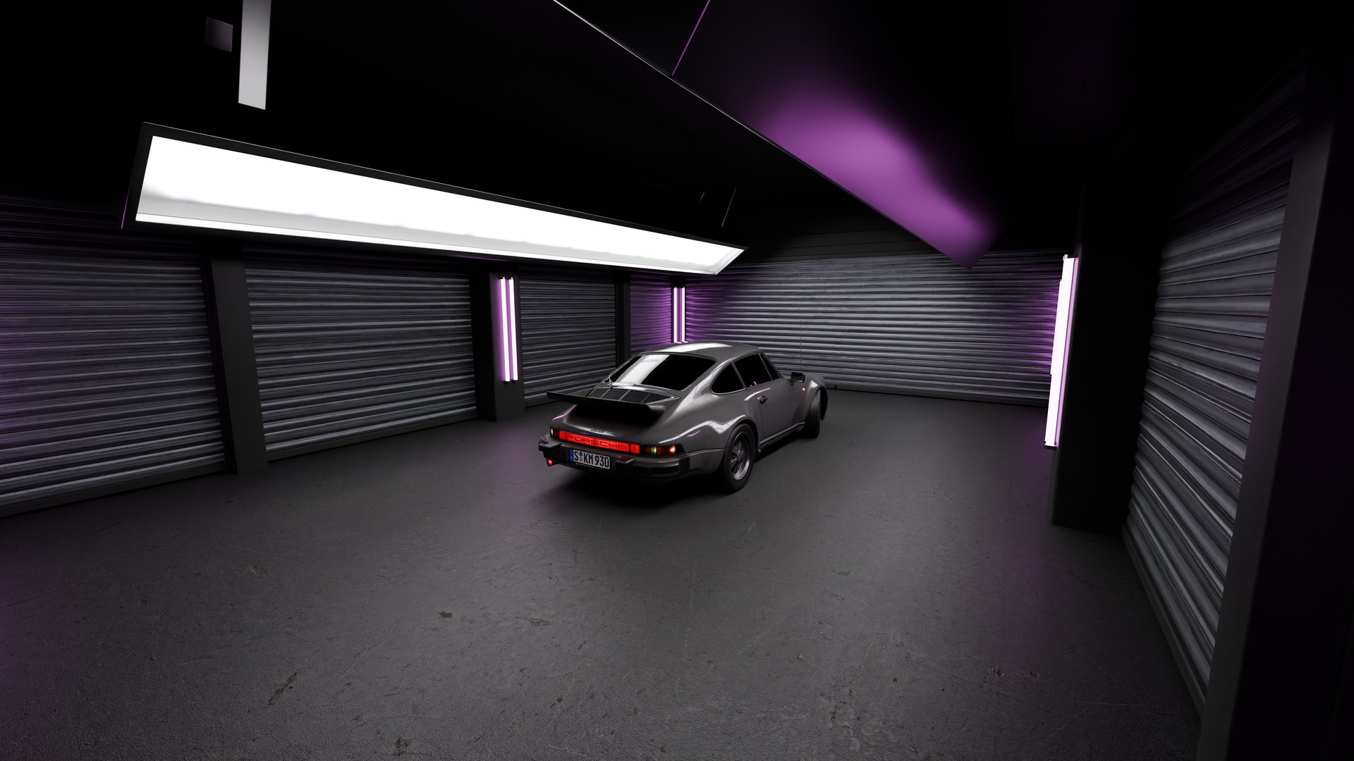 3D Neon Garage - Automotive Render Environment Blender Ready Model ...