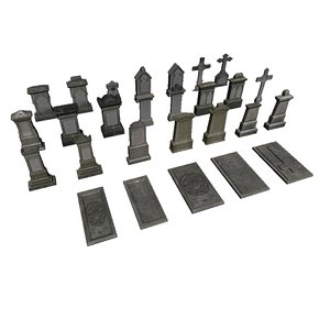 gravestones cementry 3D