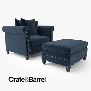 crate barrel durham chair ottoman 3d model