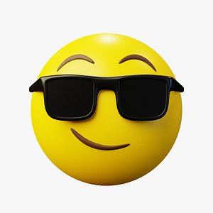 Smirking cool with sunglasses yellow ball Emoticon Emoji or Smiley