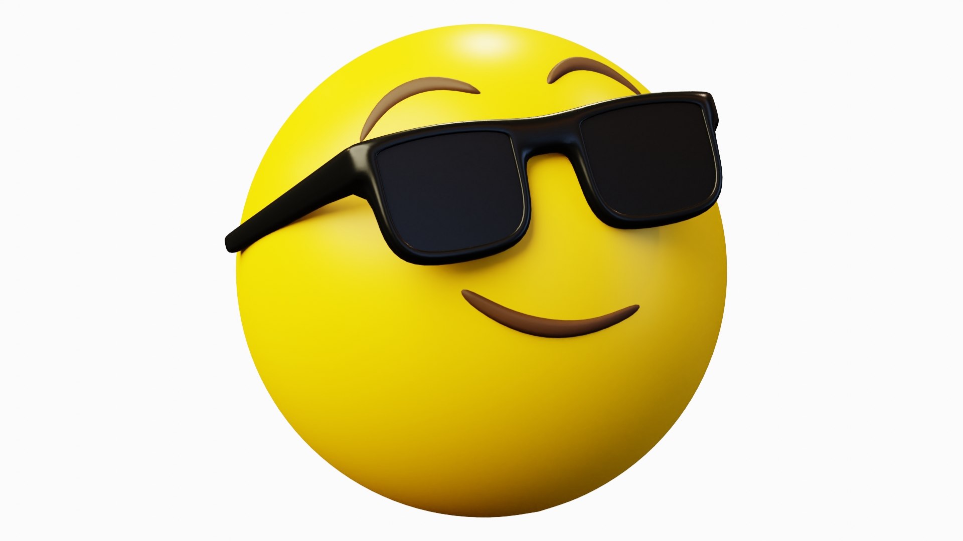 3D Smirking Cool With Sunglasses Yellow Ball Emoticon Emoji Or Smiley ...