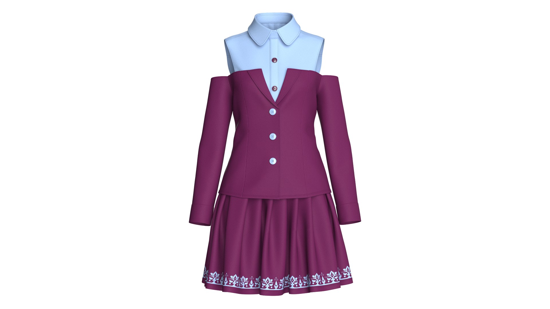 Girls Cold Shoulder Layered Blazer With Skirt 3D https://p.turbosquid.com/ts-thumb/5J/LMr3gj/iq/girlscoldshoulderlayeredblazerwithskirt_6/png/1791967131/1920x1080/fit_q87/e01438aa62a753ca4465fc5429501f367a8a9531/girlscoldshoulderlayeredblazerwithskirt_6.jpg