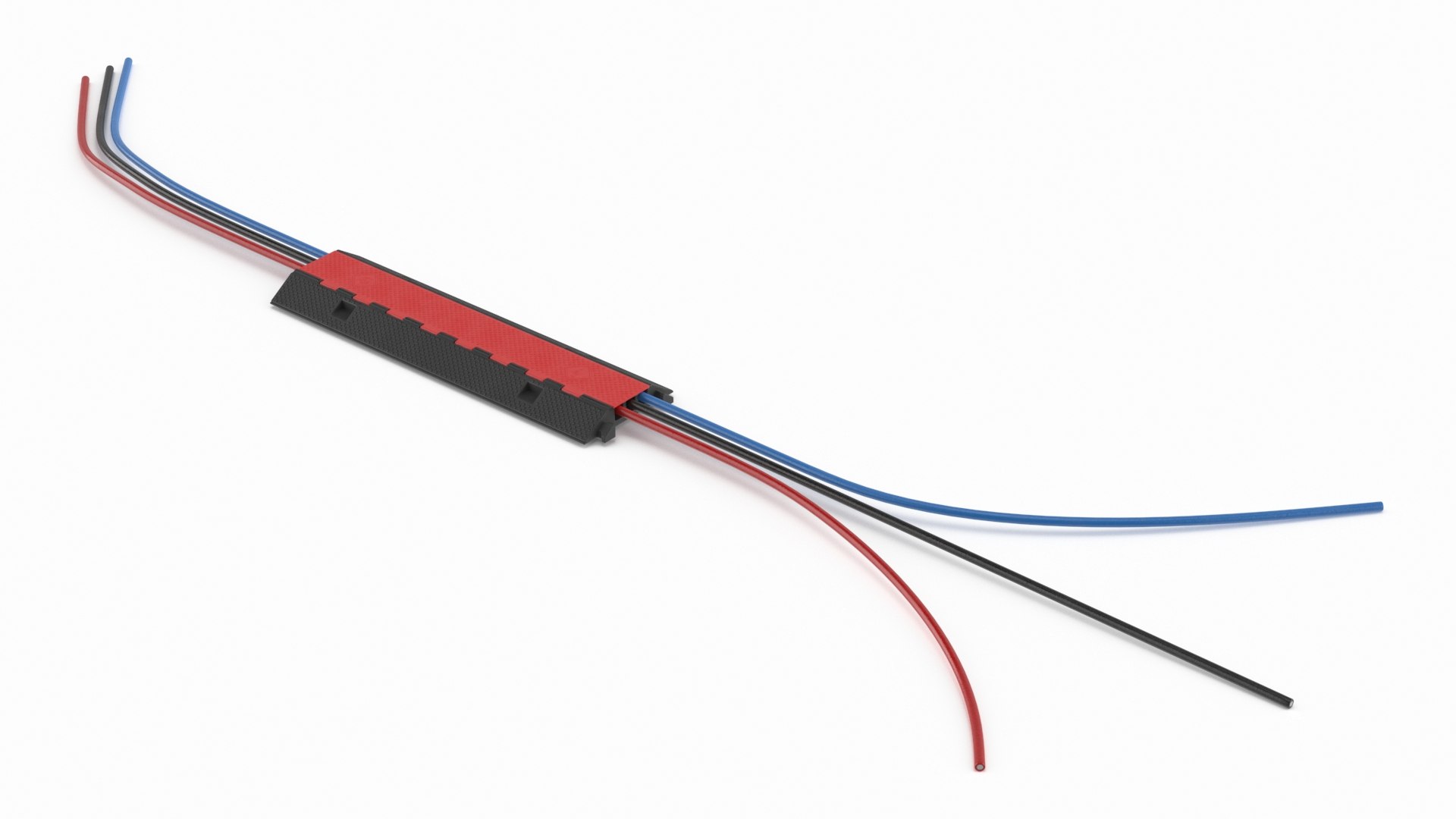 Heavy Duty Cable Ramp With Installed Wires Black Red 3D model preview