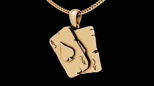 3D poker card pendant