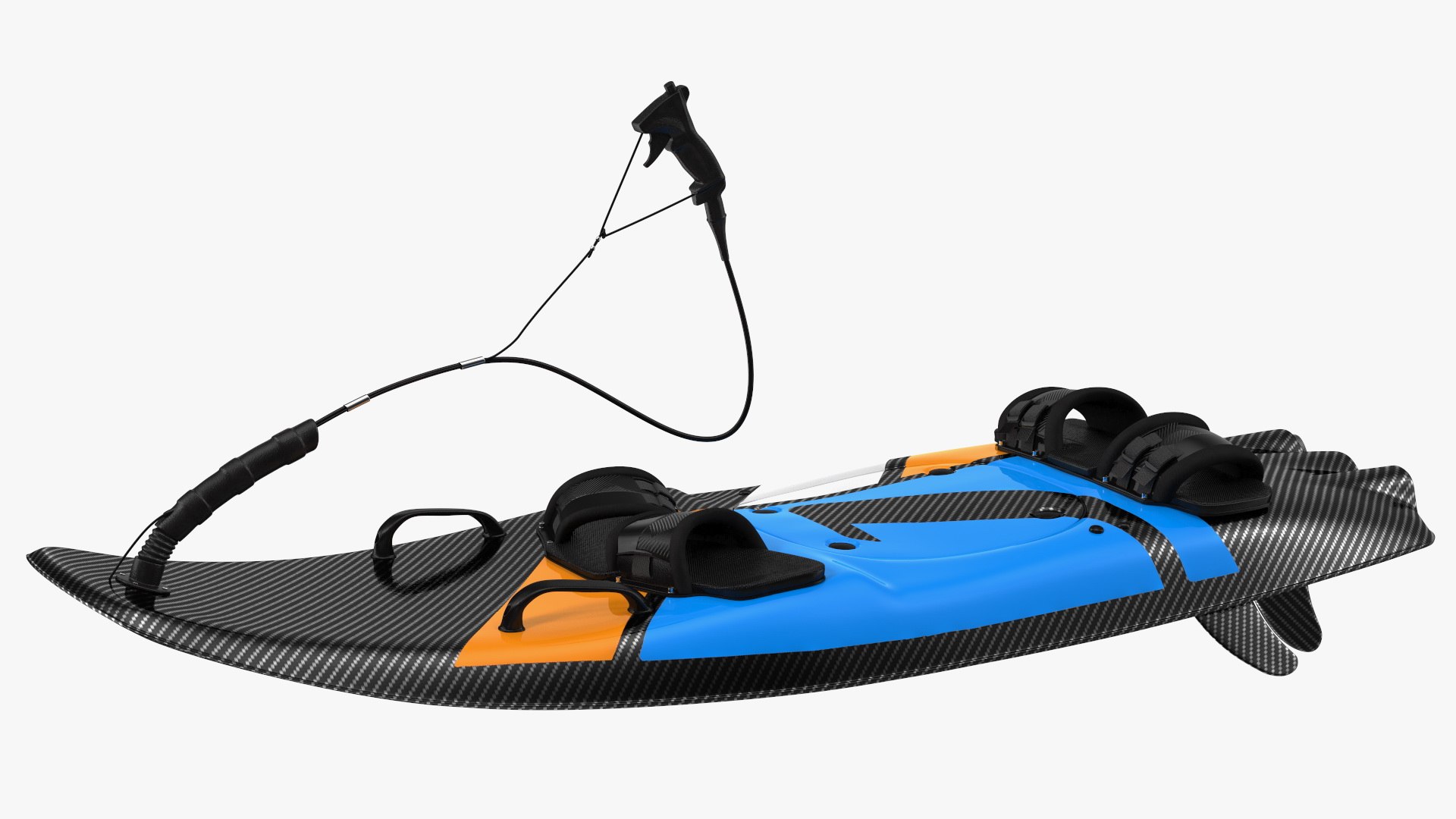Motorised Carbon Fiber Surfboard Blue 3D model preview