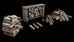 Firewood set 1 UE4 3D model
